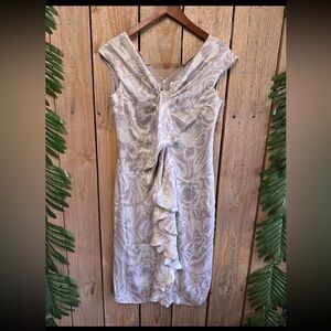Valentino Gray Floral Midi Dress